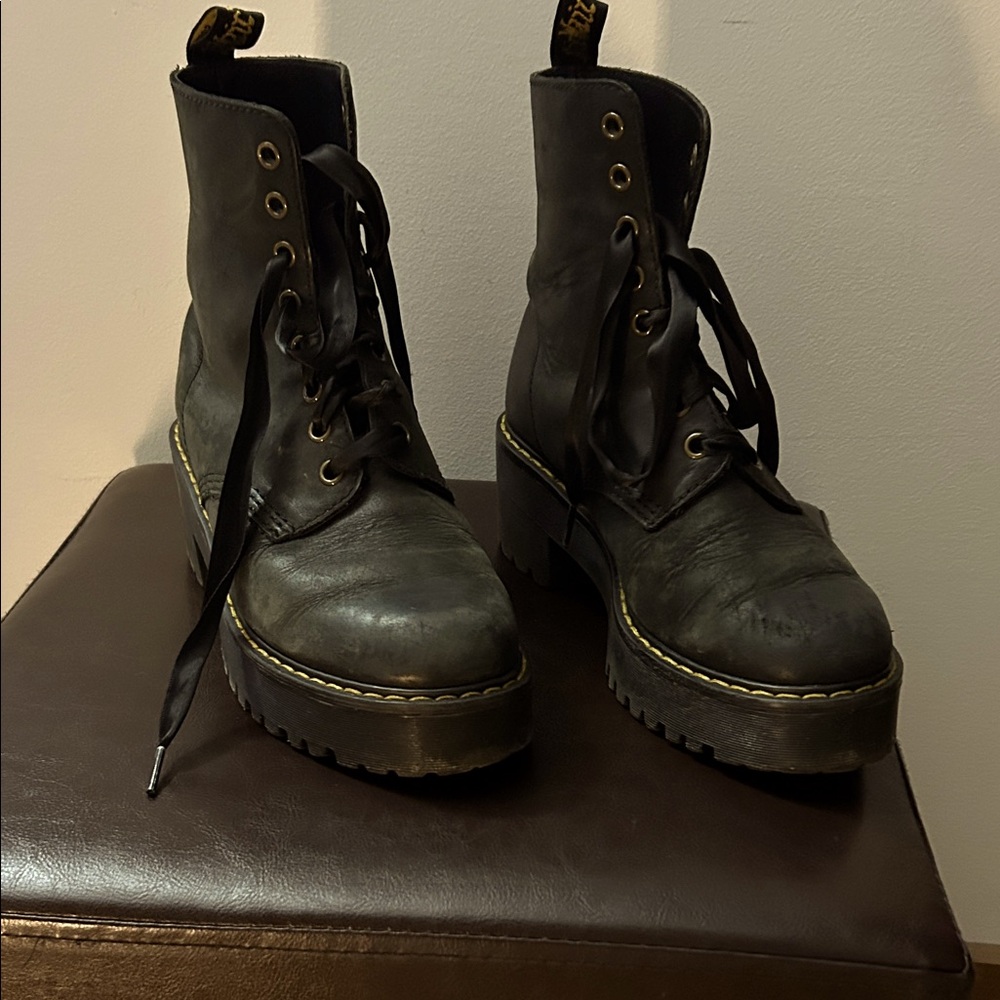 Doc Marten, Black Leather Combat Boots